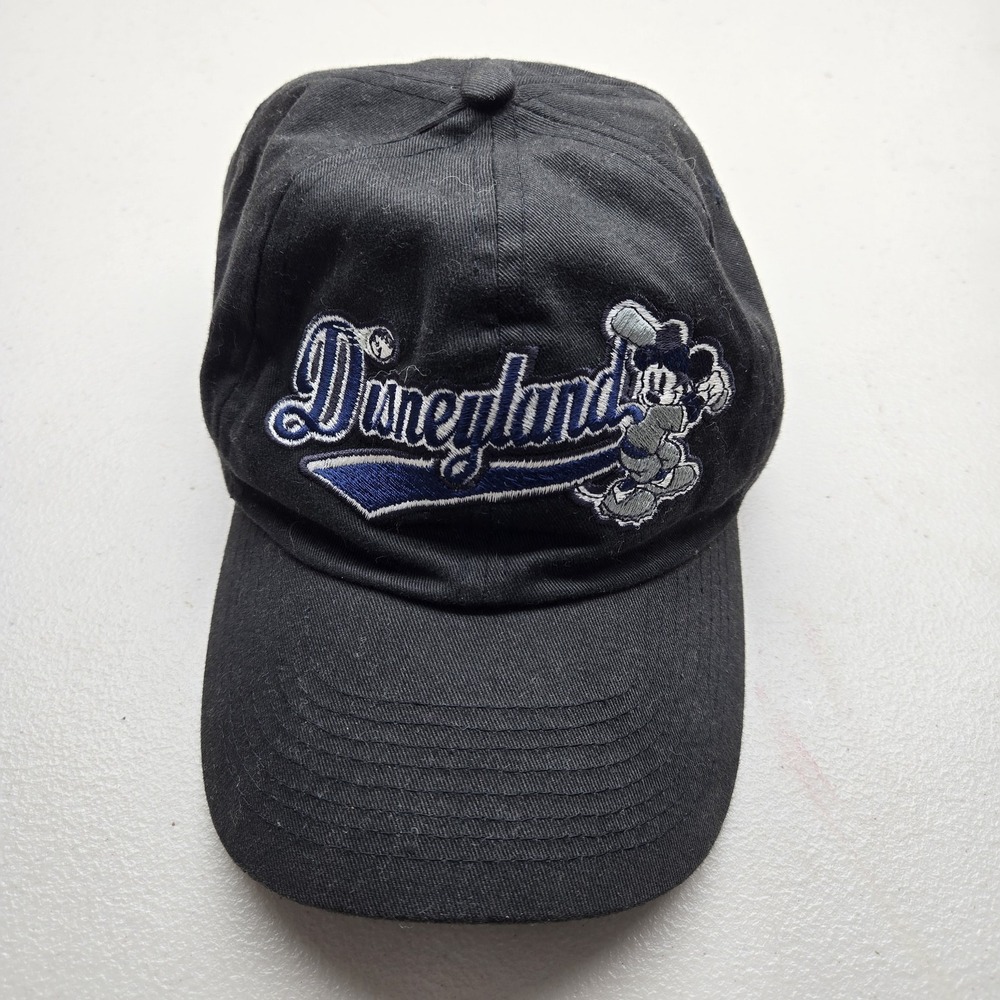 VINTAGE Disney Unisex Baseball Cap OS Black Curved Buckle Embroidered Mickey 90s